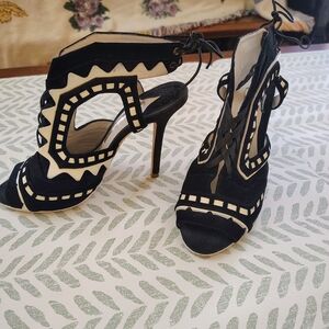 Sophia Webster Black and White Cutout Heels